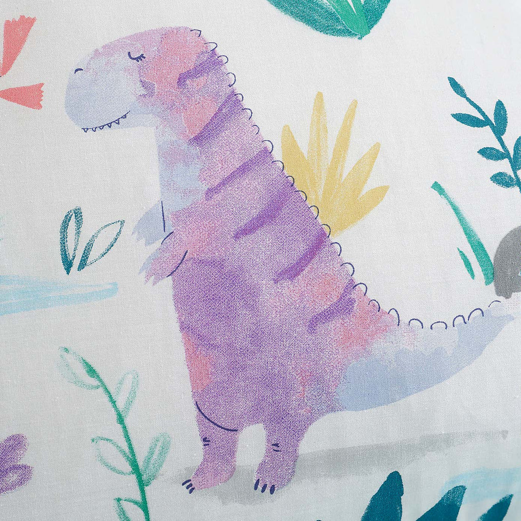 Happy Pink Dinosaur Reversible 3x6 SINGLE Duvet Cover and Pillowcase Set